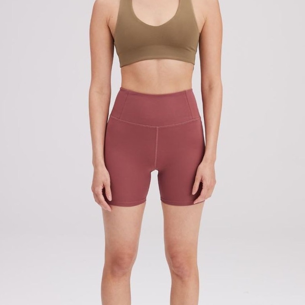 girlfriend collective Mauve High-Rise Athletic Bike Shorts